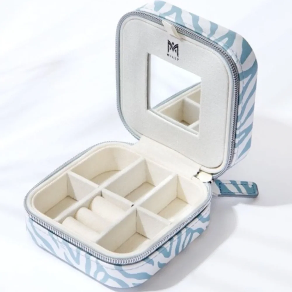 Milly Zippered Traveling Jewelry Case With Mirror